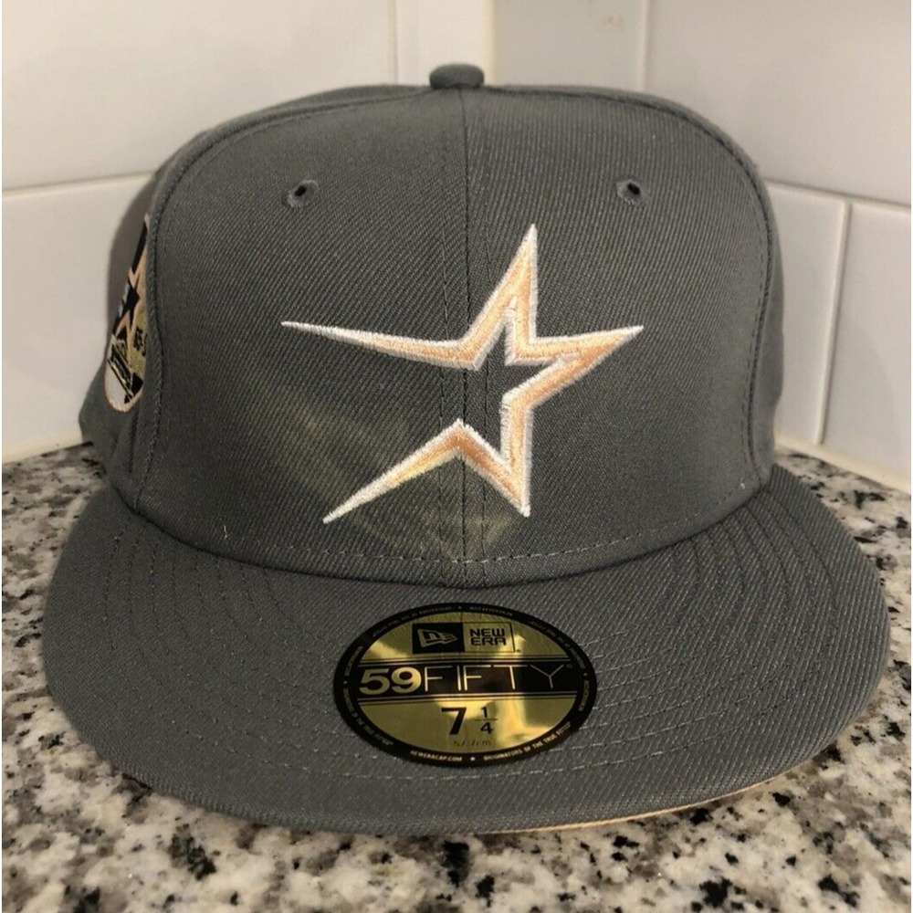Houston Astros New Era 59FIFTY 35th Anniversary Grey Peach Fitted Hat Size 7 1/4